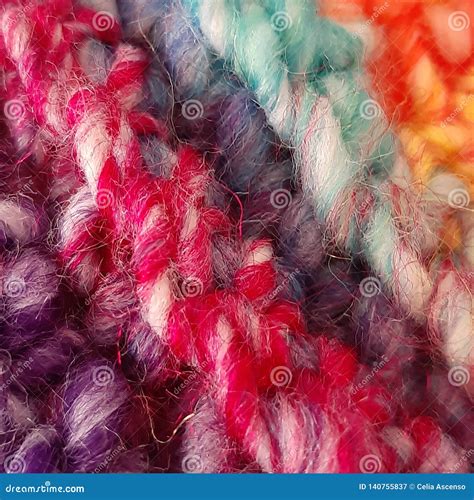 Colorful Rainbow Wool Thread Knit Stock Image Image Of Knitting