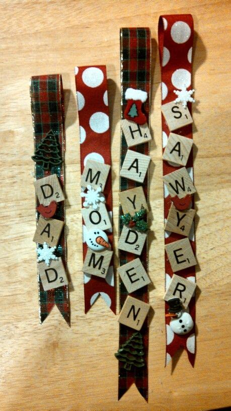 Scrabble Tile Ornaments With Ribbon Cute Buttons And Hot Glue