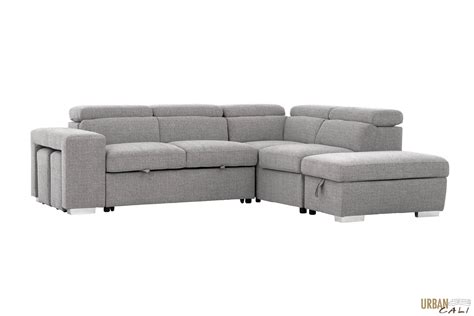 Urban Cali Pasadena Large L Shaped Storage Sleeper Sectional Pull Out