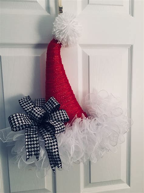 Christmas Santa Hatsanta Hat Door Hanger Black And White Bowcollege