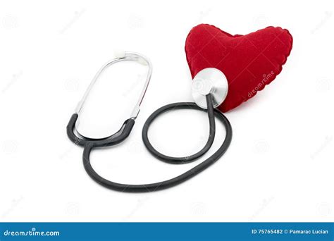 Medical Stethoscope Listening Heart Beats Isolated On White Stock Photo