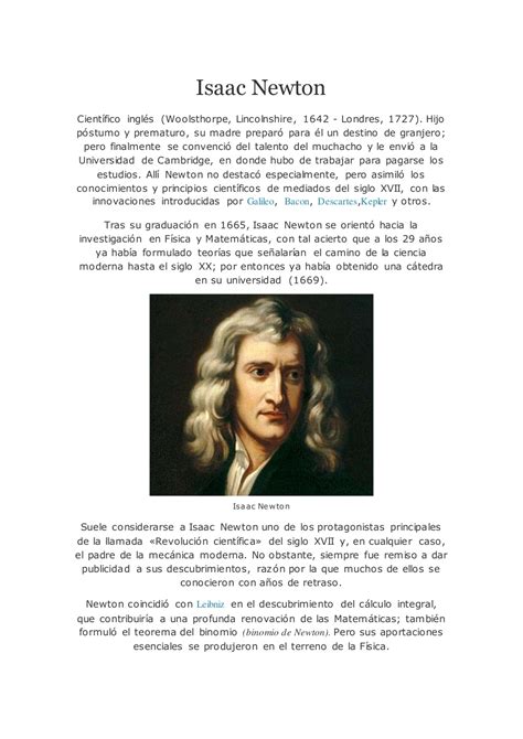 Biografia De Isaac Newton