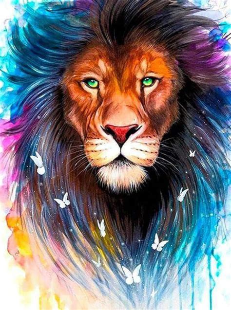 5d Diy Majestic Lion Diamond Art Painting Kit Full Square Etsy