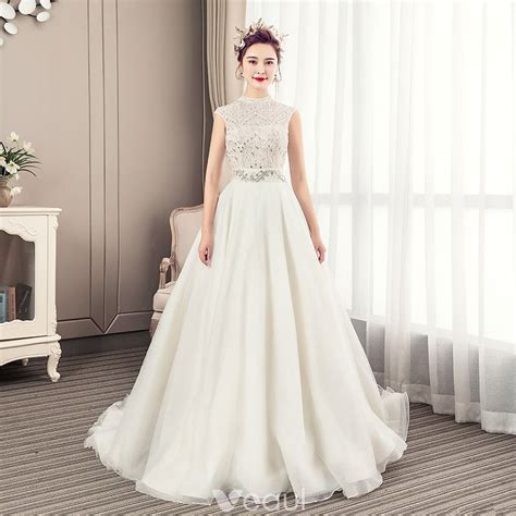 Luxury Gorgeous Ivory Wedding Dresses 2019 A Line Princess High