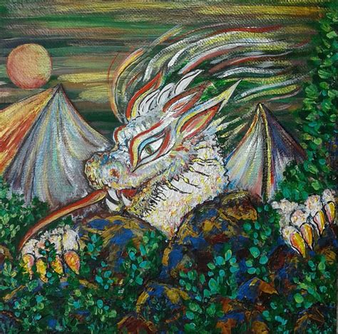 Dragon Small Picture8x8 Acrylic Painting8x8 Abstract Etsy Hand