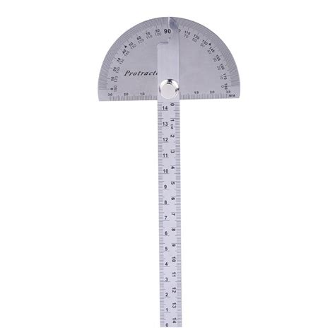 0 180 Degree Angle Ruler Stainless Steel Round Head Rotary Protractor