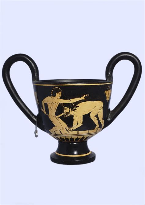 Classical Cup With Erotic Scene Gay Threesome Homosexual Love Greek