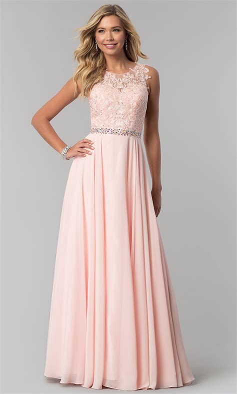 Mauve Chiffon Prom Dress With Lace Applique Promgirl