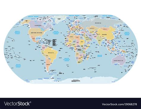 Highly Detailed Political World Map Eps Vector Image