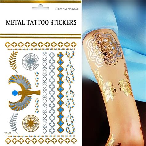 Small Temporary Gold Silver Henna Tattoo Waterproof Metallic Mehndi Sex