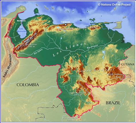 Venezuela posee un largo historial de reivindicaciones territoriales con guyana y con colombia. Political Map of Venezuela - Nations Online Project