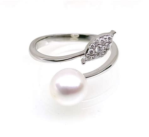 Kt White Gold Ring Freshwater Pearl Diamond Catawiki