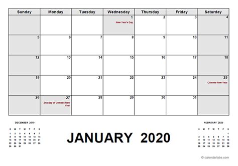 2020 Calendar With Malaysia Holidays Pdf Free Printable Templates