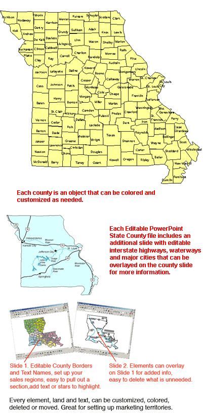 Missouri Editable US Detailed County And Highway PowerPoint Map Maps
