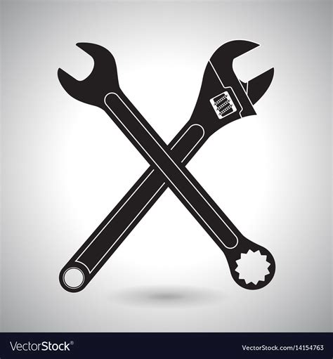 crossed wrenches black silhouette signs royalty free vector