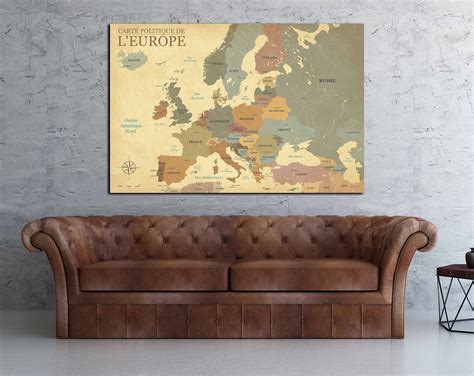 Europe Vintage Map Large Canvas Print Ready To Hang Europe Map Antique