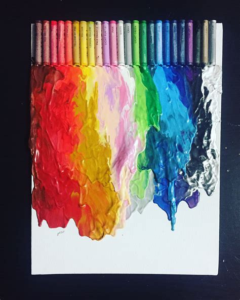 Splash Of Colors Crayon Art Oil Pastels On Canvas Crayon Art Oil