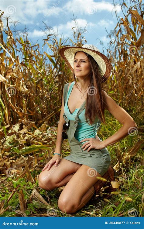 Attractive Woman Farmer In The Cornfield Stock Image Free Nude Porn