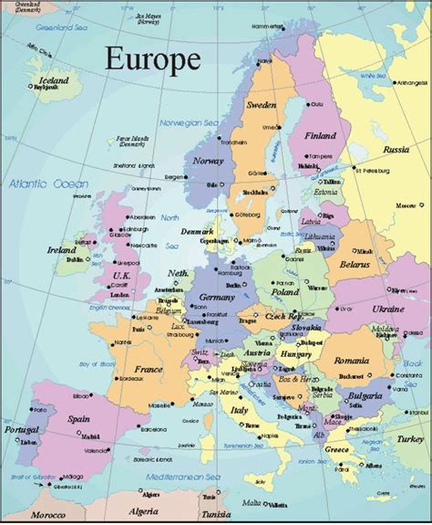 Simple Europe Map Labeled Countries Europe Coloring Map Of Countries