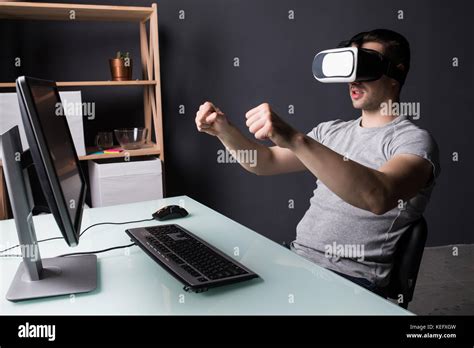 Student Gamer Playing Games At Home At Pc Stock Photo Alamy