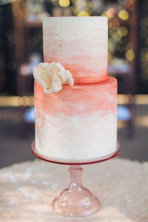 Coral Watercolor Wedding Cake By Ma Petite Maison Cake Design Coral