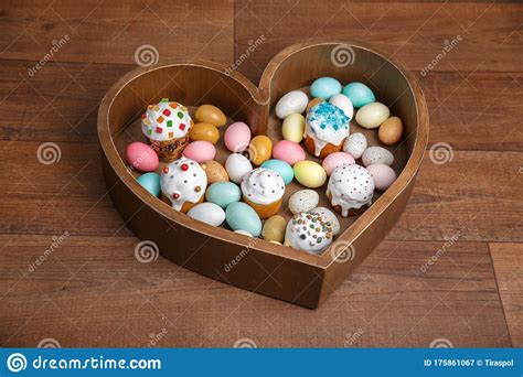 Home > recipes > cakes lots of eggs. A Lot Of Easter Eggs And Cake In Wooden Box Heart Form On ...