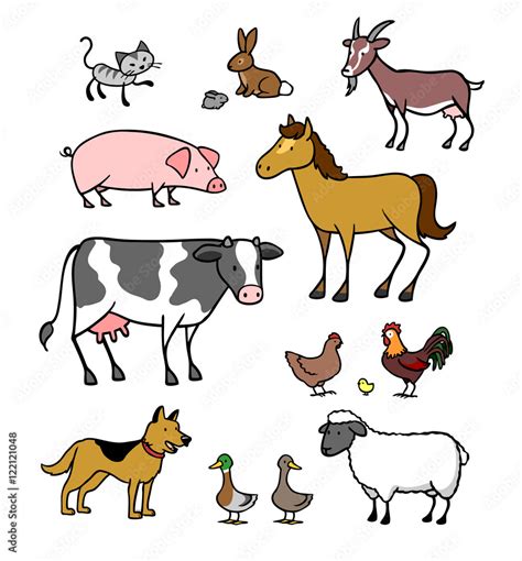 Viele Cartoon Tiere Vom Bauernhof Ilustración De Stock Adobe Stock