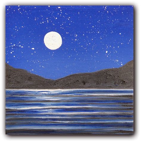 Original Art Starry Night Sky Oil Painting Ocean At Night