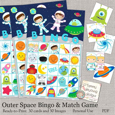 Outer Space Bingo Printable Astronaut Bingo Game Instant Etsy Bingo