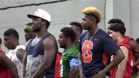 Syracuse Football Coach Babers Holds Summer One Day Football Camps YouTube