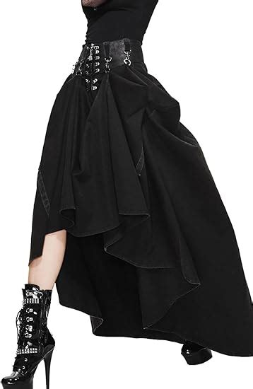 jp gothic steampunk women s long skirt black knee length corset high waist gothic