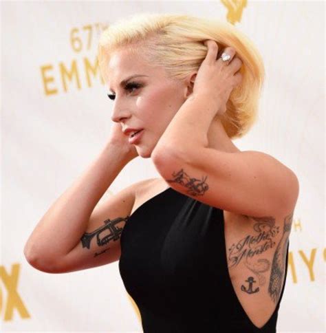 Lady Gaga Put Her Tattoos On Full Display At The Emmys Richard Jenkins Taylor Kinney The Emmys