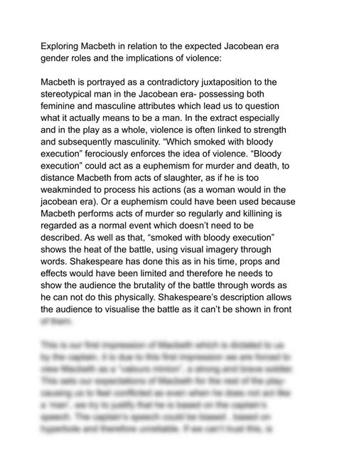 Exploring Macbeth In Relation To The Expected Jacobean Era Gender Roles