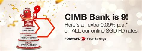 Compound it and letting it roll. CIMB Bank 9th Birthday Fixed Deposit Promotion | TheFinance.sg