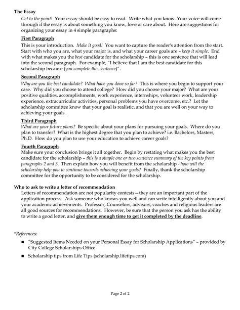 Scholarship Essay Template Examples