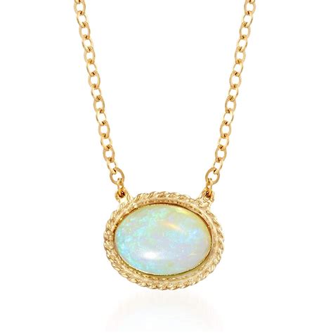 Ross Simons Oval Opal Roped Frame Necklace In 14kt Yellow Gold It Is