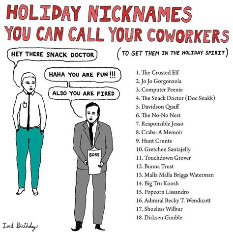 Here Are Some Holiday Nicknames You Can Call Your Coworkers To Get Them
