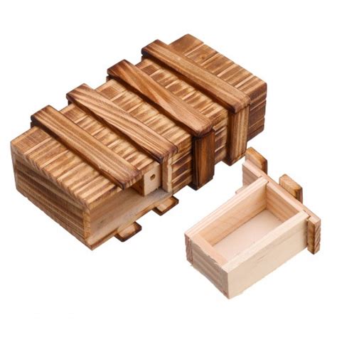 Compartment Wooden Puzzle Box Secret Drawer Brain Teaser Educational