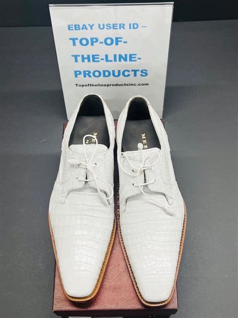 Mens Mezlan White Dress Shoes 100 Genuine Crocodile Leather Anderson