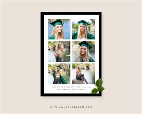Graduation Announcement Card Canva And Photoshop Template Etsyde
