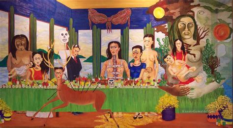 Ihre permanente auseinandersetzung mit ihren physischen und psychischen qualen, infolge der. Frida Kahlo letzte Abendmahl fantastische Ölgemälde ...