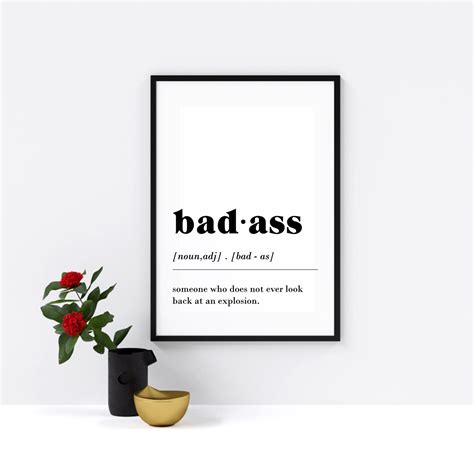 Badass Definition Quote Dictionary Word Quotes Wall Art Etsy