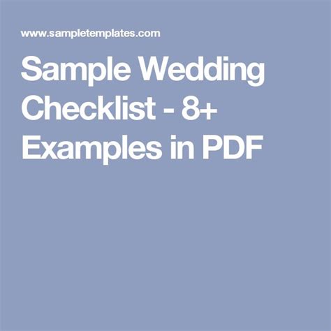 Sample Wedding Checklist 8 Examples In Pdf To Do Checklist Wedding