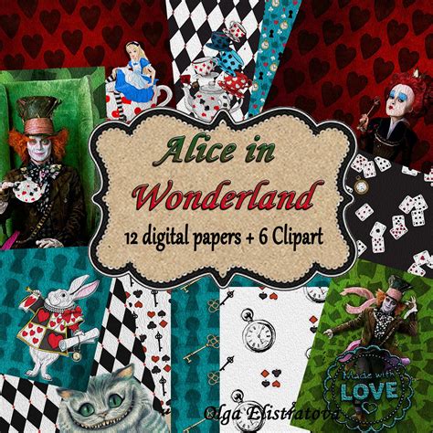 Alice In Wonderland Digital Paper Alice In Wonderland Etsy