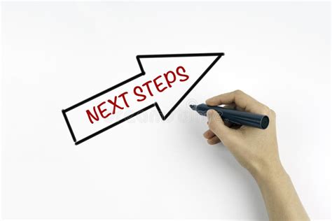 Hand With Marker Writing Next Steps Stock Image Image Of