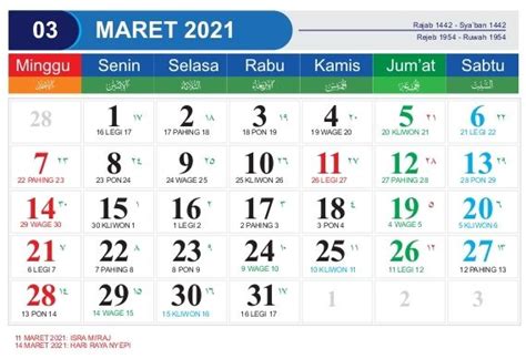 Kalender Jawa Tahun 2021