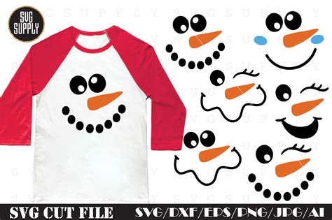 Snowman Face Set SVG Cut File By SVGSUPPLY | TheHungryJPEG.com