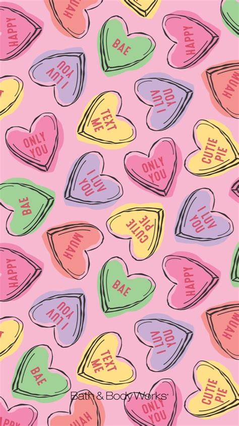 Valentines Day Iphone Wallpaper Candy Hearts Valentines Wallpaper