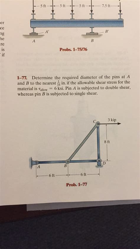 Solved Determine The Required Diameter Of The Pins At A