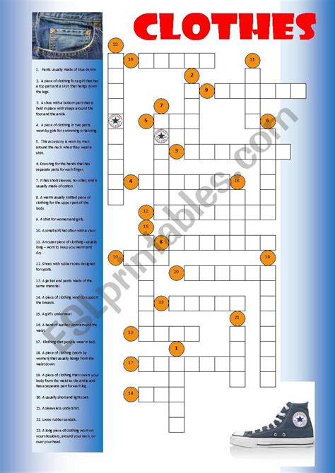 Clothes Crossword Esl Worksheet By Mulle Vocabulary Worksheets
